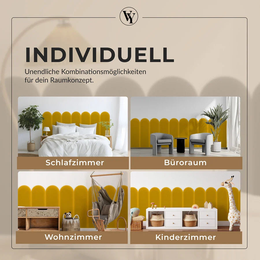 Wandkissen Rundbogen | Gelb M13 Samt