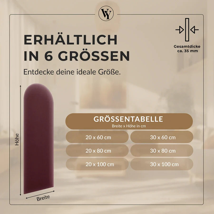 Wandkissen Rundbogen | Weinrot M16 Samt