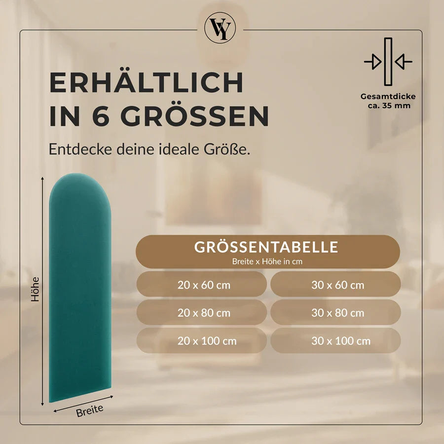 Wandkissen Rundbogen | Türkis M19 Samt
