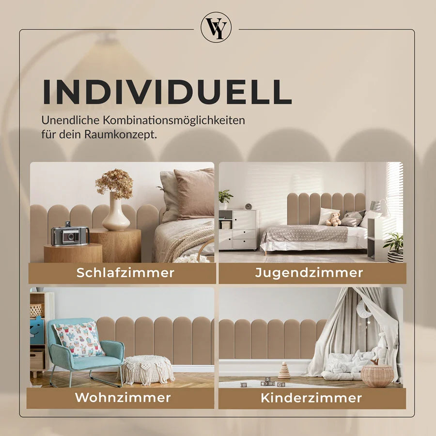 Wandkissen Rundbogen | Beige T04 Velours