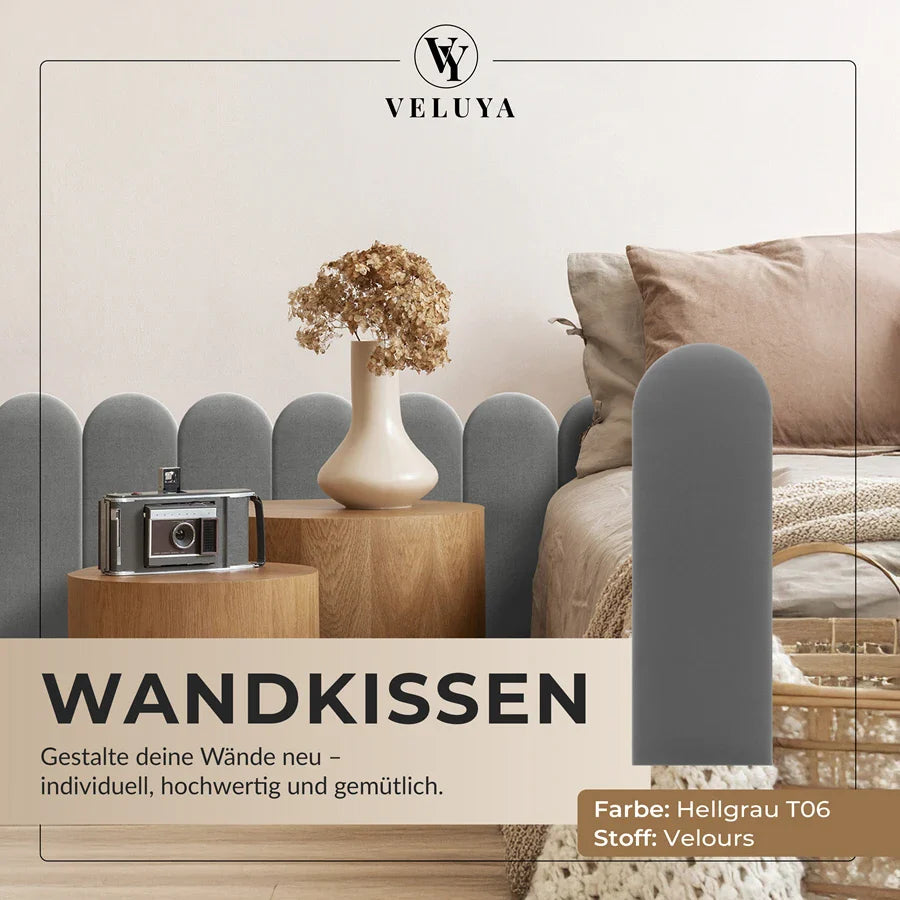 Wandkissen Rundbogen | Hellgrau T06 Velours