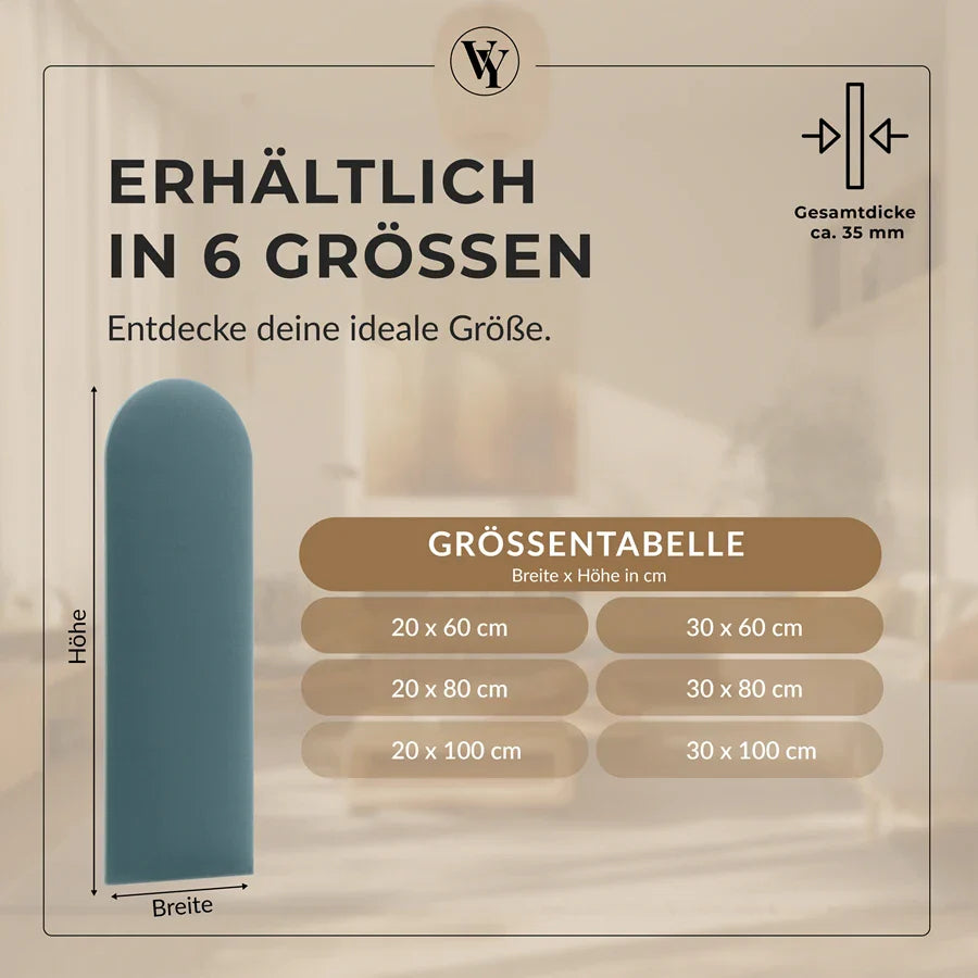 Wandkissen Rundbogen | Petrolblau T13 Velours