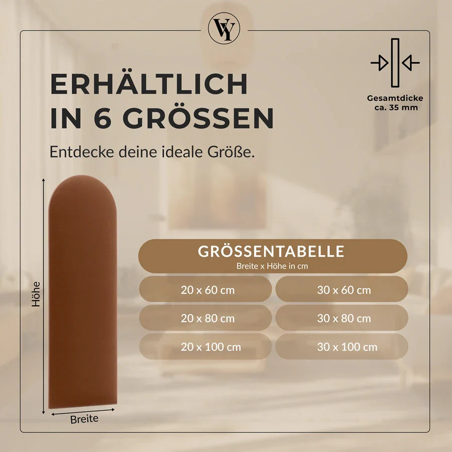 Wandkissen Rundbogen | Ockerbraun T26 Velours